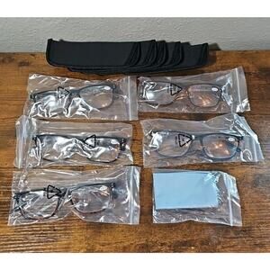 5 Pair Reading Glasses With Cases +0.75 NEW Brown Black Blue